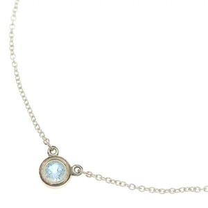 TIFFANY Co By the Yard Aquamarine Necklace Pendant Chain Silver Blue